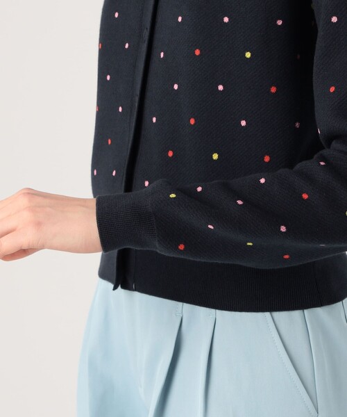 caban(キャバン)の「■コットンカシミヤ ドットジャカード クルーネックカーディガン(カーディガン/ボレロ・レディース・ネイビー・FREE)」の4枚目の写真