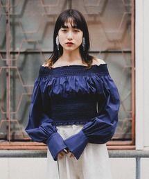 KBF | スモッキングミニトップス(シャツ/ブラウス)