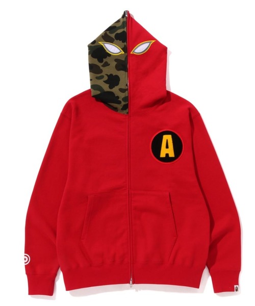 【美品】アベイシングエイプ ジップアップパーカー　赤　Mサイズ A BATHING APE（アベイシングエイプ）の「DOUBLE SIDE SHARK