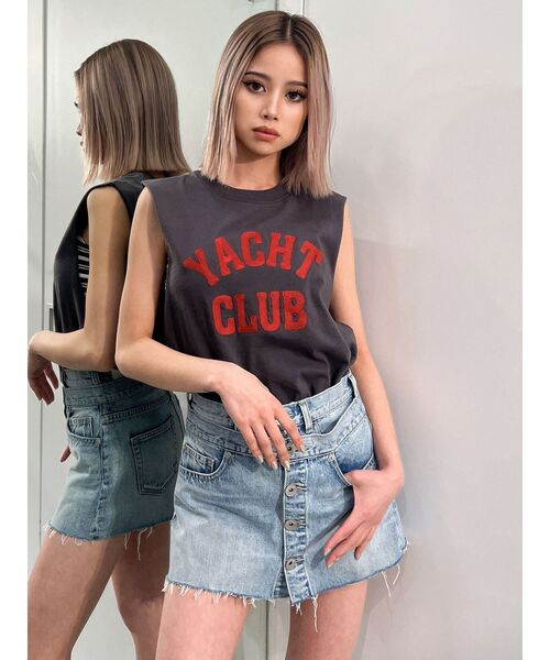 GYDA(ジェイダ)の「YACHT CLUBサガラTシャツ(タンクトップ・レディース・チャコールグレー/オフホワイト/ブラック・FREE)」の3枚目の写真