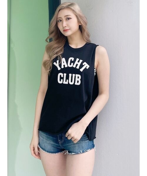 GYDA(ジェイダ)の「YACHT CLUBサガラTシャツ(タンクトップ・レディース・チャコールグレー/オフホワイト/ブラック・FREE)」の1枚目の写真