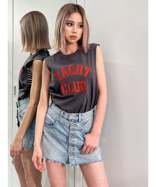 GYDA(ジェイダ)の「YACHT CLUBサガラTシャツ(タンクトップ・レディース・チャコールグレー/オフホワイト/ブラック・FREE)」の11枚目の写真