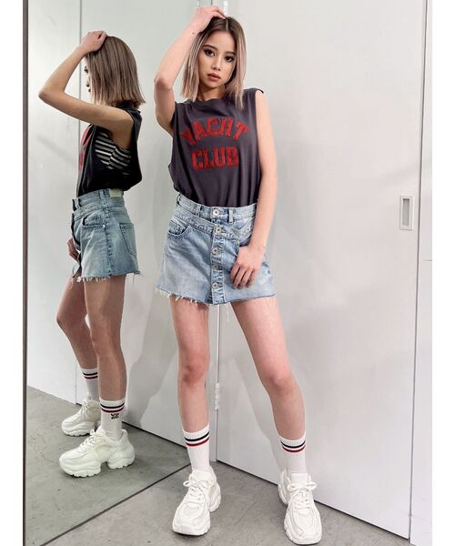 GYDA(ジェイダ)の「YACHT CLUBサガラTシャツ(タンクトップ・レディース・チャコールグレー/オフホワイト/ブラック・FREE)」の15枚目の写真