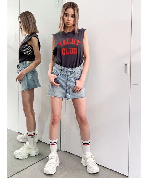 GYDA(ジェイダ)の「YACHT CLUBサガラTシャツ(タンクトップ・レディース・チャコールグレー/オフホワイト/ブラック・FREE)」の16枚目の写真