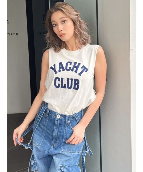 GYDA(ジェイダ)の「YACHT CLUBサガラTシャツ(タンクトップ・レディース・チャコールグレー/オフホワイト/ブラック・FREE)」の17枚目の写真