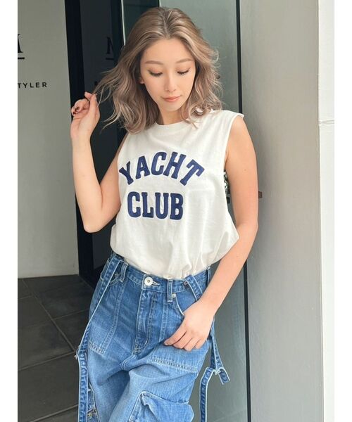 GYDA(ジェイダ)の「YACHT CLUBサガラTシャツ(タンクトップ・レディース・チャコールグレー/オフホワイト/ブラック・FREE)」の18枚目の写真