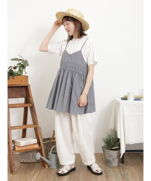 Samansa Mos2(サマンサ モスモス)の「シャーリング切替キャミチュニック(チュニック・レディース・キナリ/チャコールグレー/ブルー・F)」の11枚目の写真