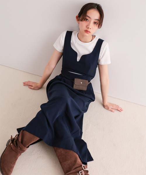 miette(ミエット)の「ウエストカットワンピース(ワンピース・レディース・ネイビー/チャコール・FREE)」の1枚目の写真