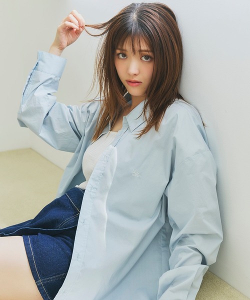 LANTINAM(ランティナム)の「【ユニセックス】ベーシックシャツ(シャツ/ブラウス・レディース・ピンク/ライトブルー・FREE)」の1枚目の写真