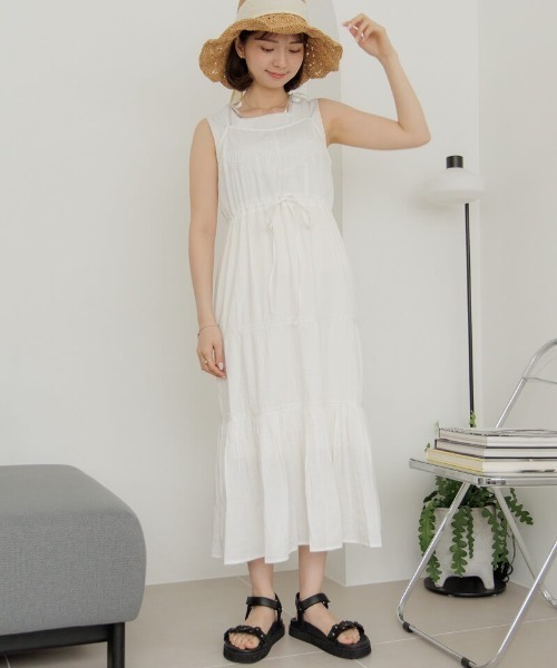 flower（フラワー）の「レーシーキャミワンピース（ワンピース・レディース・ホワイト/イエロー・FREE）」の2枚目の写真