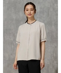 Perfect Suit FActory | マットツイル 配色ブラウス オフホワイト/グレー/ブラック/ベージュ(シャツ/ブラウス)