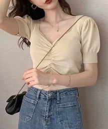Vivienne Westwood スクエアネック 半袖ニット ベージュ Vivienne Westwood ヴィヴィアンウエストウッド VIVIENNE