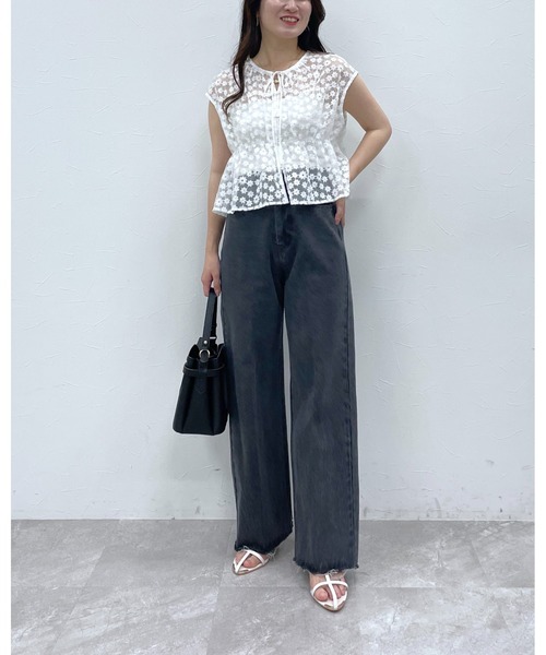 セール】【セルフカット可！美脚デニム】ストレートカットオフ