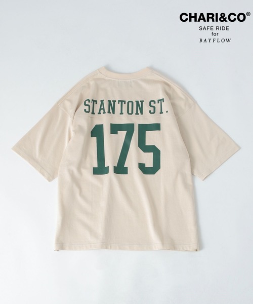 CHARI&CO（チャリアンドコー）の「【CHARI&CO SAFE RIDE for BAYFLOW】フットボールTシャツ（Tシャツ/カットソー・メンズ・チャコール/ライトベージュ・MEDIUM/LARGE）」の16枚目の写真