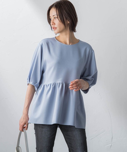 LAUTREAMONT（ロートレアモン）の「【WEB限定】UV＆接触冷感ストレッチペプラムブラウス≪洗濯機で洗える≫（シャツ/ブラウス・レディース・ライトブルー/ベージュ/オフホワイト/ネイビー・7号/9号）」の4枚目の写真