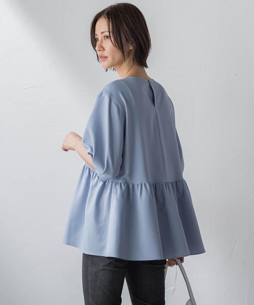 LAUTREAMONT（ロートレアモン）の「【WEB限定】UV＆接触冷感ストレッチペプラムブラウス≪洗濯機で洗える≫（シャツ/ブラウス・レディース・ライトブルー/ベージュ/オフホワイト/ネイビー・7号/9号）」の12枚目の写真