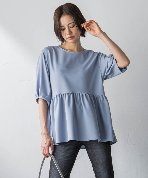 LAUTREAMONT（ロートレアモン）の「【WEB限定】UV＆接触冷感ストレッチペプラムブラウス≪洗濯機で洗える≫（シャツ/ブラウス・レディース・ライトブルー/ベージュ/オフホワイト/ネイビー・7号/9号）」の13枚目の写真