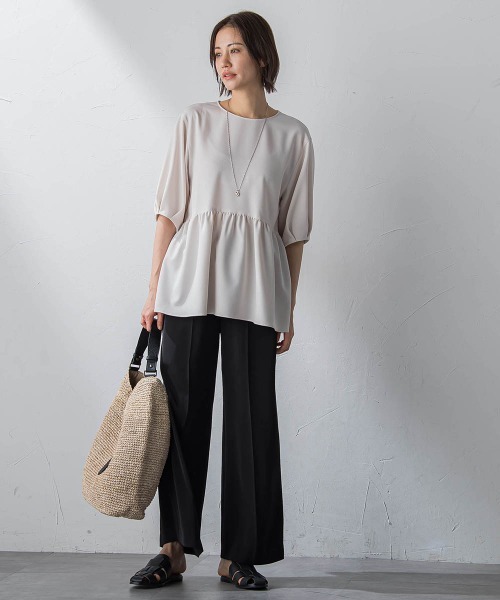 LAUTREAMONT（ロートレアモン）の「【WEB限定】UV＆接触冷感ストレッチペプラムブラウス≪洗濯機で洗える≫（シャツ/ブラウス・レディース・ライトブルー/ベージュ/オフホワイト/ネイビー・7号/9号）」の15枚目の写真