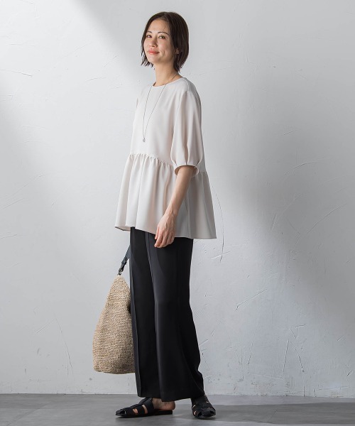 LAUTREAMONT（ロートレアモン）の「【WEB限定】UV＆接触冷感ストレッチペプラムブラウス≪洗濯機で洗える≫（シャツ/ブラウス・レディース・ライトブルー/ベージュ/オフホワイト/ネイビー・7号/9号）」の16枚目の写真