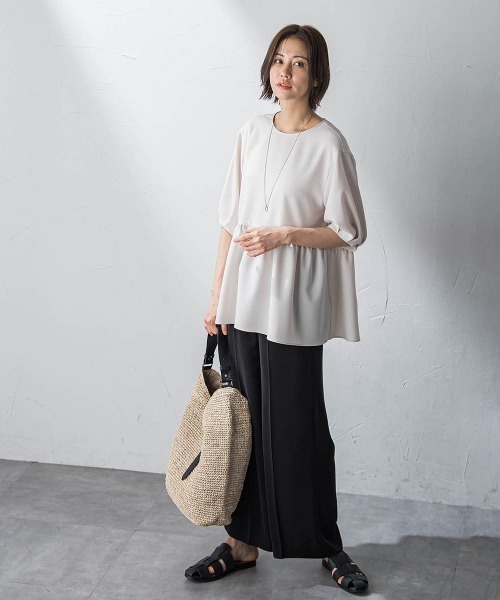 LAUTREAMONT（ロートレアモン）の「【WEB限定】UV＆接触冷感ストレッチペプラムブラウス≪洗濯機で洗える≫（シャツ/ブラウス・レディース・ライトブルー/ベージュ/オフホワイト/ネイビー・7号/9号）」の19枚目の写真