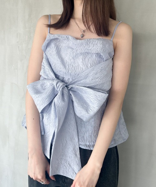 Heather(ヘザー)の「ジャガードリボンデザインキャミ 127431(キャミソール・レディース・ホワイト/ブラック/ブルー・FREE)」の3枚目の写真