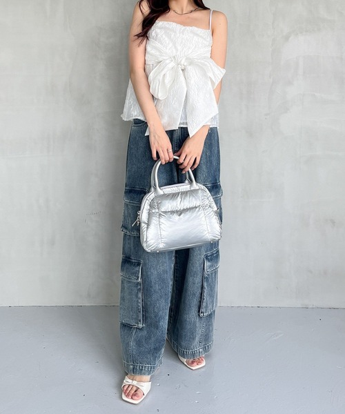 Heather(ヘザー)の「ジャガードリボンデザインキャミ 127431(キャミソール・レディース・ホワイト/ブラック/ブルー・FREE)」の5枚目の写真