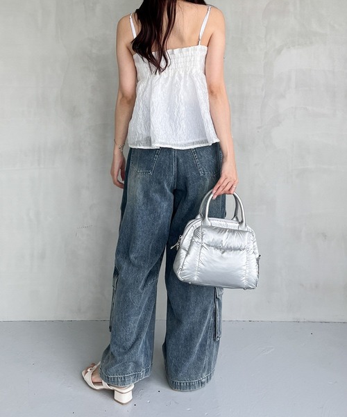 Heather(ヘザー)の「ジャガードリボンデザインキャミ 127431(キャミソール・レディース・ホワイト/ブラック/ブルー・FREE)」の6枚目の写真