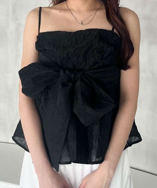 Heather(ヘザー)の「ジャガードリボンデザインキャミ 127431(キャミソール・レディース・ホワイト/ブラック/ブルー・FREE)」の7枚目の写真