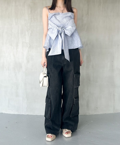 Heather(ヘザー)の「ジャガードリボンデザインキャミ 127431(キャミソール・レディース・ホワイト/ブラック/ブルー・FREE)」の21枚目の写真