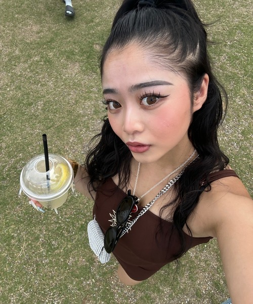 INTER FACTORY（インターファクトリー）の「AINA - チャーム付きキャミワンピース　made in INTER FACTORY（ワンピース・レディース・ブラウン・FREE）」の2枚目の写真