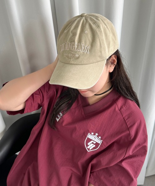 apres jour mignon（アプレジュールミニョン）の「【apresjour mignon×ARIAZ】加工ロゴキャップ（キャップ・レディース・レッド/グリーン/ブルー系その他/ブラック系その他/グレイッシュベージュ・ONESIZE）」の3枚目の写真