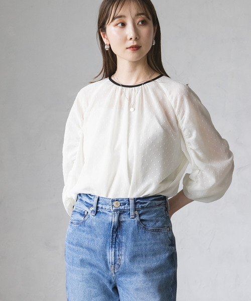 Noble（ノーブル）の「ドットシアーシフォンブラウス（シャツ/ブラウス 