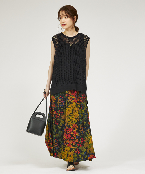 abahouse mavie（アバハウスマヴィ）の「メッシュサマーニットノースリプルオーバー/シアートップス/ベスト（ニット/セーター・レディース・ブラック/グレー/イエロー・フリー）」の16枚目の写真