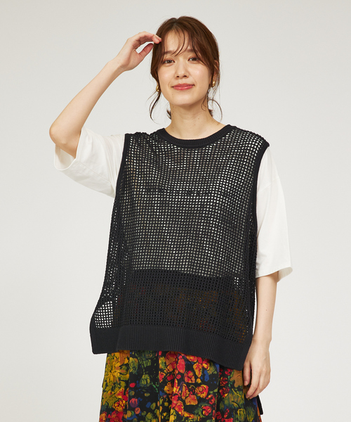 abahouse mavie（アバハウスマヴィ）の「メッシュサマーニットノースリプルオーバー/シアートップス/ベスト（ニット/セーター・レディース・ブラック/グレー/イエロー・フリー）」の21枚目の写真