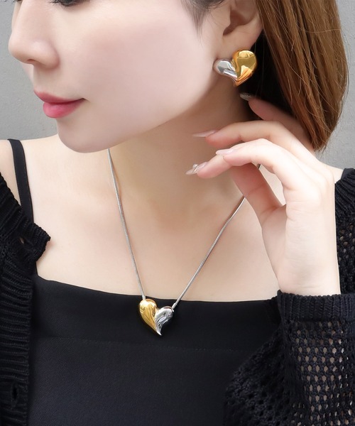blackdia ocean（ブラックダイヤオーシャン）の「blackdia ocean プランプハートピアス（ピアス（両耳用）・レディース・ゴールド/シルバー×ゴールド/シルバー・FREE）」の7枚目の写真