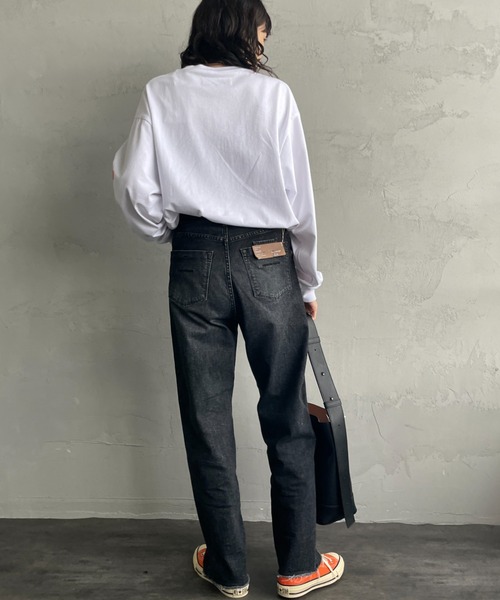 UNIVERSAL OVERALL（ユニバーサルオーバーオール）の「[UNIVERSAL OVERALL/ユニバーサルオーバーオール] 別注 ワンポイントロゴ刺繍 ロングスリーブTシャツ（Tシャツ/カットソー・レディース・ホワイト/グレー/ブラック/ネイビー/オートミール・M/S/L）」の20枚目の写真