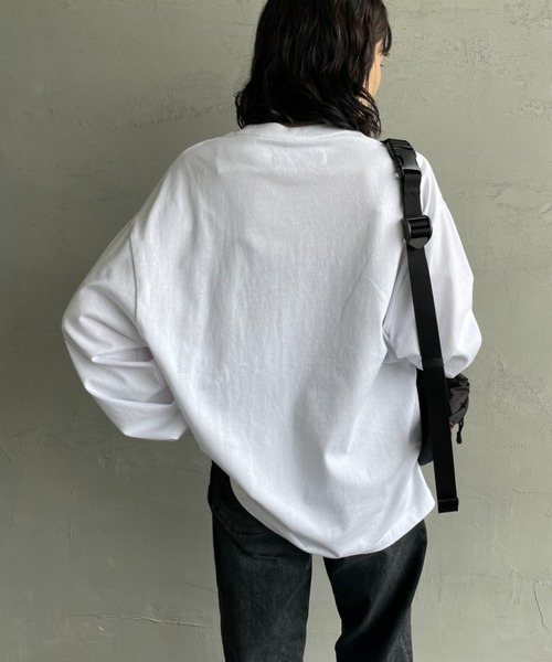 UNIVERSAL OVERALL（ユニバーサルオーバーオール）の「[UNIVERSAL OVERALL/ユニバーサルオーバーオール] 別注 ワンポイントロゴ刺繍 ロングスリーブTシャツ（Tシャツ/カットソー・レディース・ホワイト/グレー/ブラック/ネイビー/オートミール・M/S/L）」の8枚目の写真