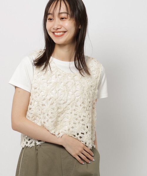 niko and...（ニコアンド）の「フラワーシフォンプルオーバー（その他トップス・レディース・アイボリー/ブラック/グレー・FREE）」の3枚目の写真