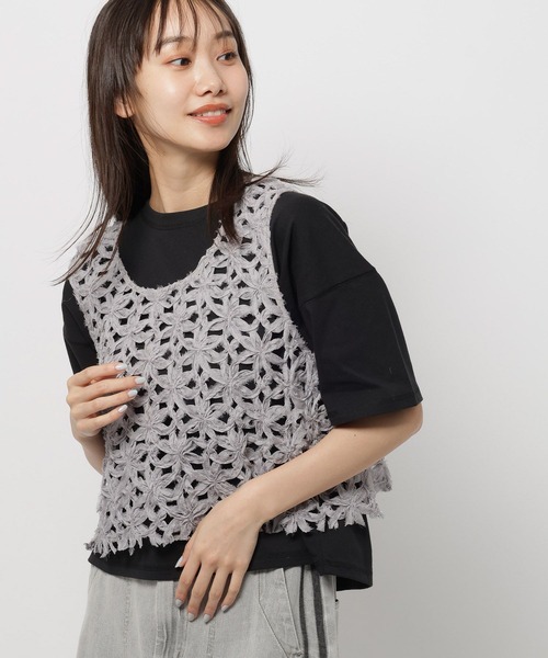 niko and...（ニコアンド）の「フラワーシフォンプルオーバー（その他トップス・レディース・アイボリー/ブラック/グレー・FREE）」の6枚目の写真