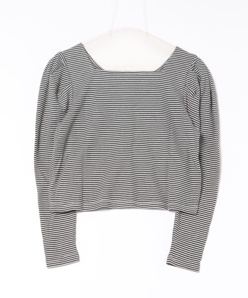 GORGE(ゴージ)の「《2way×パワショル》レディース リブトップス カーディガン風 羽織り 春秋冬(Tシャツ/カットソー・レディース・ブラック/オフホワイト/ブラウン/ブラック×ホワイト・F)」の13枚目の写真