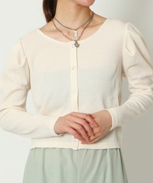 《2way×パワショル》レディース リブトップス カーディガン風 羽織り 春秋冬