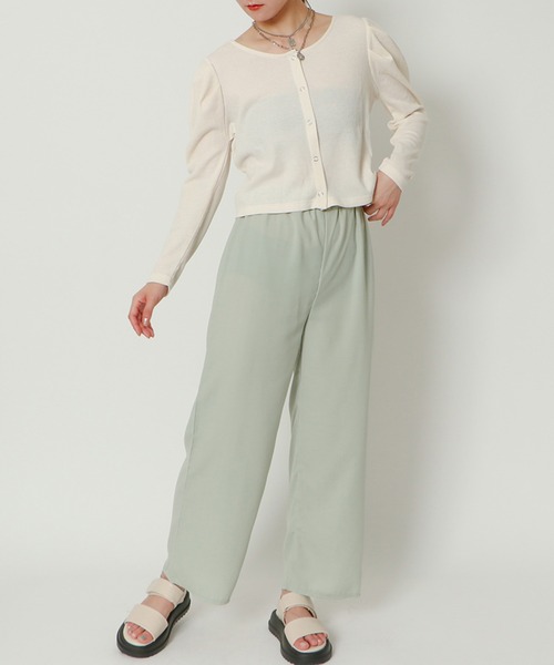 GORGE(ゴージ)の「《2way×パワショル》レディース リブトップス カーディガン風 羽織り 春秋冬(Tシャツ/カットソー・レディース・ブラック/オフホワイト/ブラウン/ブラック×ホワイト・F)」の5枚目の写真