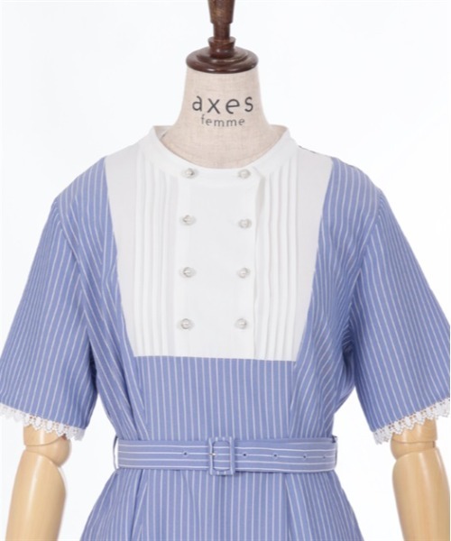 axes femme（アクシーズファム）の「フレンチマリンストライプワンピース（ワンピース・レディース・ホワイト/ブルー/グレー・FREE）」の9枚目の写真