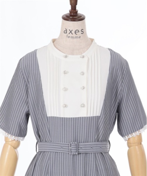 axes femme（アクシーズファム）の「フレンチマリンストライプワンピース（ワンピース・レディース・ホワイト/ブルー/グレー・FREE）」の21枚目の写真