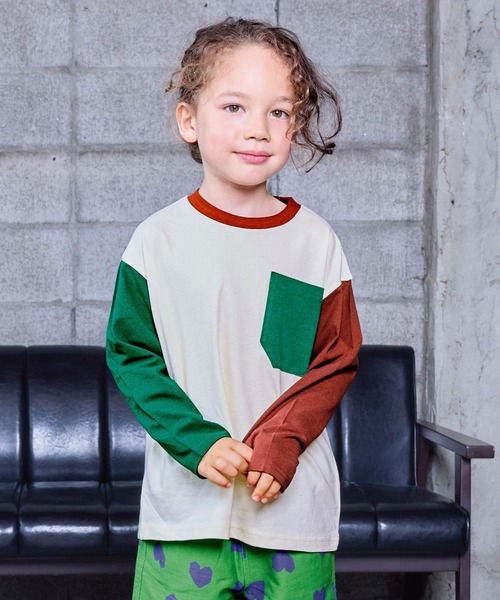 Life Support Products（ライフサポートプロダクツ）の「配色ポケットロンTee（Tシャツ/カットソー・キッズ・チャコール/マスタード/グリーン系その他/ブラウン/ホワイト系その他/オフホワイト/ブルー/ブラック系その他・80/90/95/100/110/120/130/140/150）」の3枚目の写真