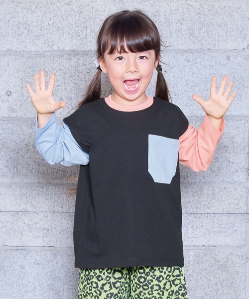 Life Support Products（ライフサポートプロダクツ）の「配色ポケットロンTee（Tシャツ/カットソー・キッズ・チャコール/マスタード/グリーン系その他/ブラウン/ホワイト系その他/オフホワイト/ブルー/ブラック系その他・80/90/95/100/110/120/130/140/150）」の4枚目の写真