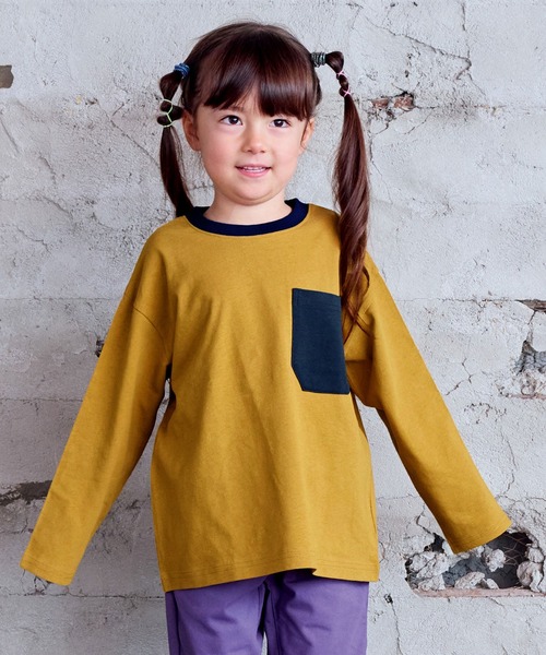 Life Support Products（ライフサポートプロダクツ）の「配色ポケットロンTee（Tシャツ/カットソー・キッズ・チャコール/マスタード/グリーン系その他/ブラウン/ホワイト系その他/オフホワイト/ブルー/ブラック系その他・80/90/95/100/110/120/130/140/150）」の8枚目の写真