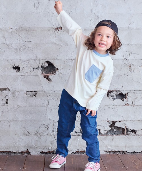 Life Support Products（ライフサポートプロダクツ）の「配色ポケットロンTee（Tシャツ/カットソー・キッズ・チャコール/マスタード/グリーン系その他/ブラウン/ホワイト系その他/オフホワイト/ブルー/ブラック系その他・80/90/95/100/110/120/130/140/150）」の18枚目の写真