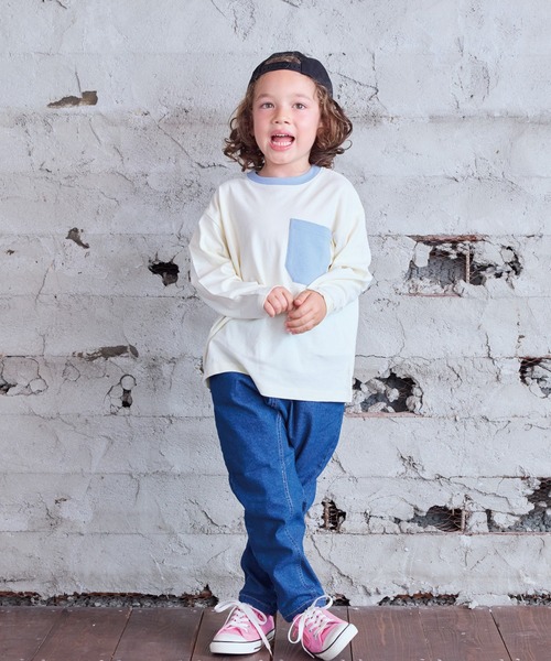 Life Support Products（ライフサポートプロダクツ）の「配色ポケットロンTee（Tシャツ/カットソー・キッズ・チャコール/マスタード/グリーン系その他/ブラウン/ホワイト系その他/オフホワイト/ブルー/ブラック系その他・80/90/95/100/110/120/130/140/150）」の19枚目の写真