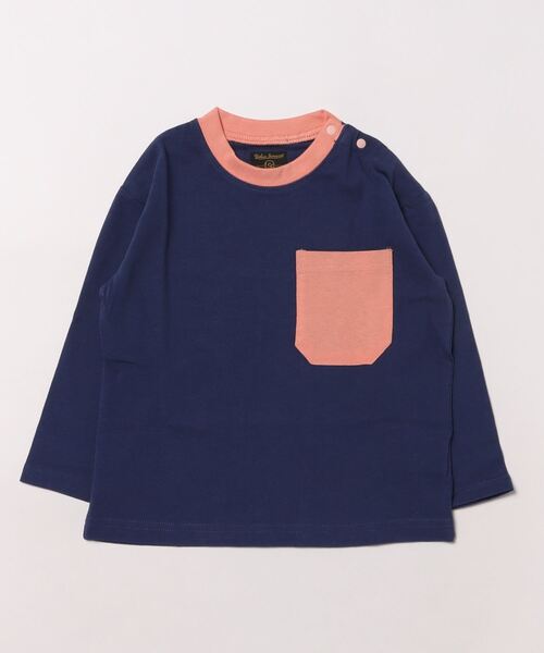 Life Support Products（ライフサポートプロダクツ）の「配色ポケットロンTee（Tシャツ/カットソー・キッズ・チャコール/マスタード/グリーン系その他/ブラウン/ホワイト系その他/オフホワイト/ブルー/ブラック系その他・80/90/95/100/110/120/130/140/150）」の14枚目の写真